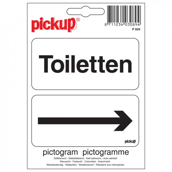 STICKER TOILETTEN MET PIJL 100X100 MM