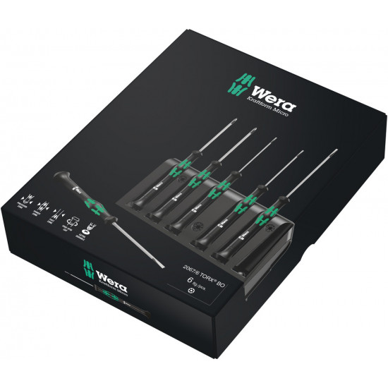 Wera 2067/6 micro torx® bo schroevendraaierset + houder, 6-delig