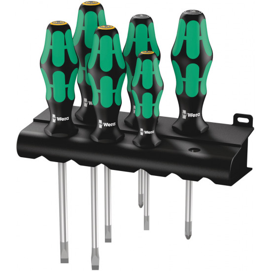 Wera 334/355/6 schroevendraaierset kraftform plus lasertip + houder, 6-delig