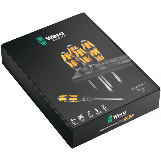 Wera 977/6 torx® schroevendraaierset kraftform wera: de schroefbeitel + houder, 6-delig