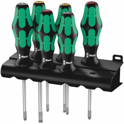 Wera 335/350/355/6 schroevendraaierset kraftform plus lasertip + houder, 6-delig