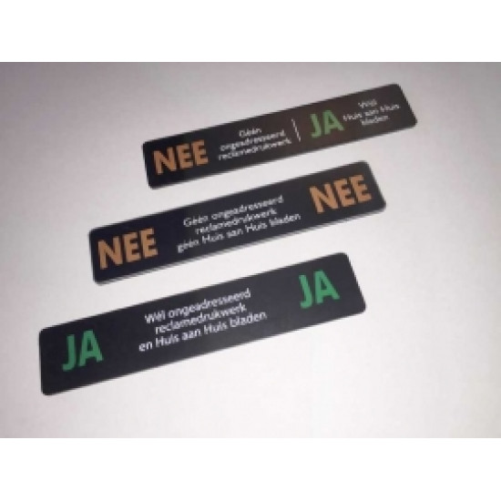 BRIEVENBUSPLAAT 93X19MM MET JA/JA NEE/NEE JA/NEE STICKERS